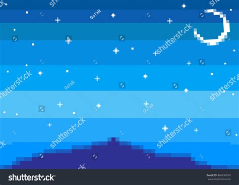 Vektor Stok Pixel Art Night Sky Moon Tanpa Royalti 466837610