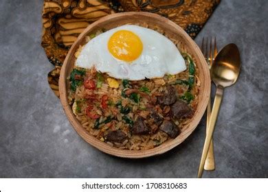 Nasi Goreng Rendangfried Rice Beef Rendang Stock Photo 1708310683