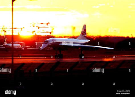 British Airways Concorde At Sunset Landing At London S Heathrow Airport