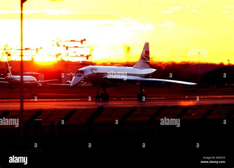 British Airways Concorde at Sunset landing at London s Heathrow Airport ...