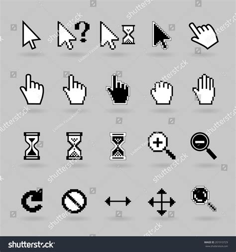 Pixel Smooth Vector Cursors Icons Hand Vetor Stock Livre De Direitos