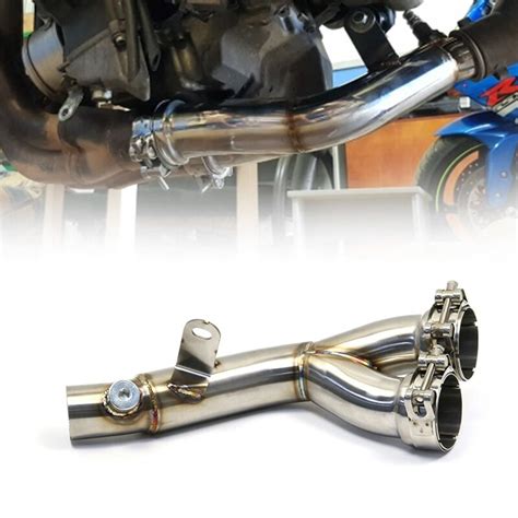 R Motorcycle Stainless Exhaust Muffler Y Mid Pipe Eliminator Link Race