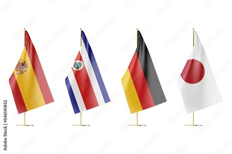 3d Flags Of The World Cup Group E Countries Spain Costa Rica