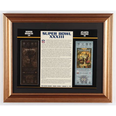 Commemorative Super Bowl XXXIII 13x16 Custom Framed Score Card Display