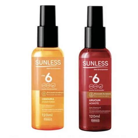 Bronzeador Sunless Cenoura Ou Urucum Qual O Melhor - Kit Bronzeador FPS6 Óleo de Cenoura e Óleo de Urucum 120ml Sunless ...