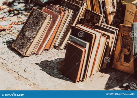 Old Books Are Stacked In Rows Sale Of Vintage Books Editorial Stock