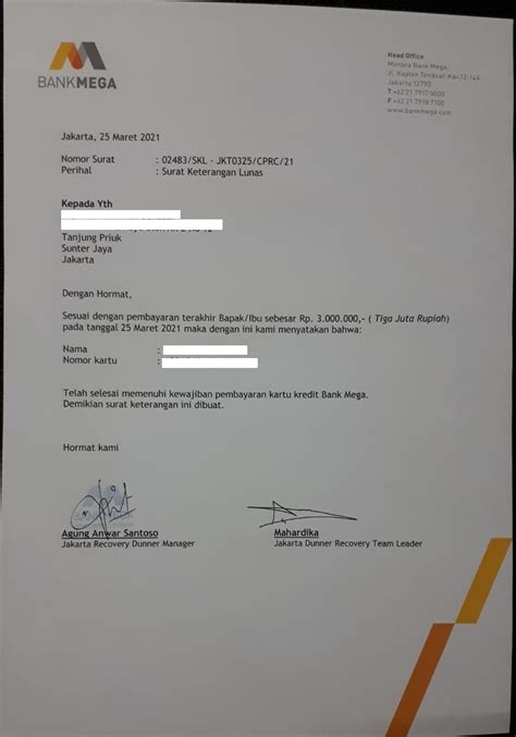 Contoh Surat Keterangan Lunas Pinjaman Bank Bri Surat Keterangan Hot