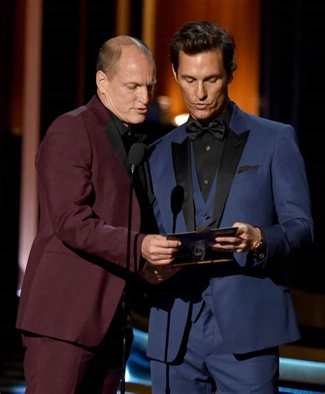 Matthew McConaughey and Woody Harrelson present at the 2014 Emmy Awards ...