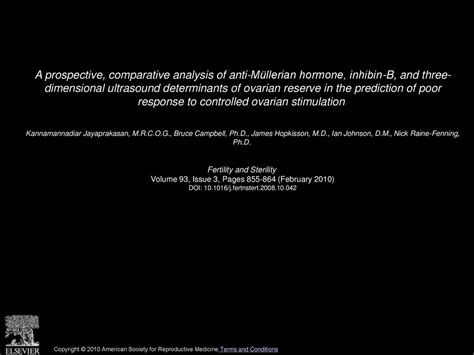 A Prospective Comparative Analysis Of Anti M Llerian Hormone Inhibin