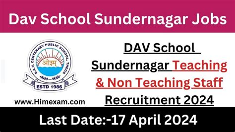 Dav School Sundernagar Teaching And Non Teaching Staff Recruitment 2024