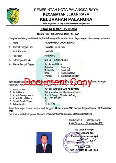 Surat Keterangan Usaha