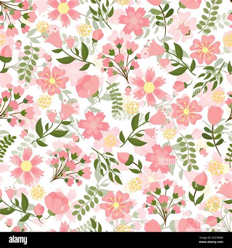 Seamless spring floral background with a dense pattern of pretty pink ...