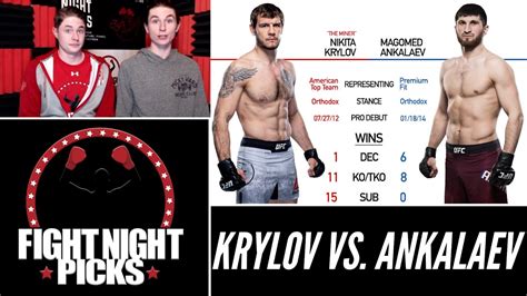 UFC Fight Night Nikita Krylov Vs Magomed Ankalaev Prediction YouTube