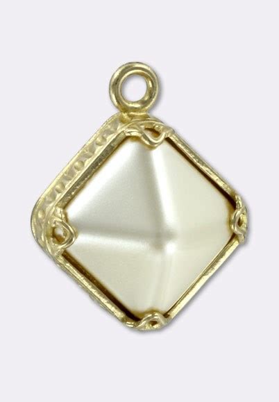 Pendentif Bead Stud 12 Mm Cream Or X1 Pendentifs En Verre De Bohème