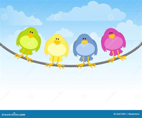 Birds On A Wire Stock Illustration Illustration Of Backgrounds 5667305