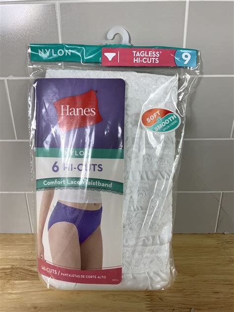 Hanes Nylon Hi Cut Panties 6 Pack Underwear White Women S Size 9 EBay