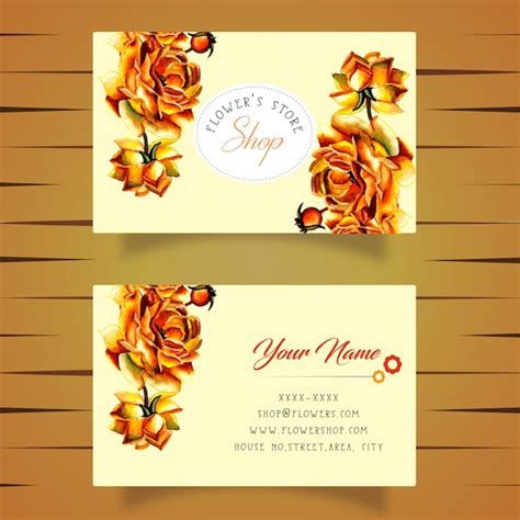 Premium Vector | Watercolor flower business card template