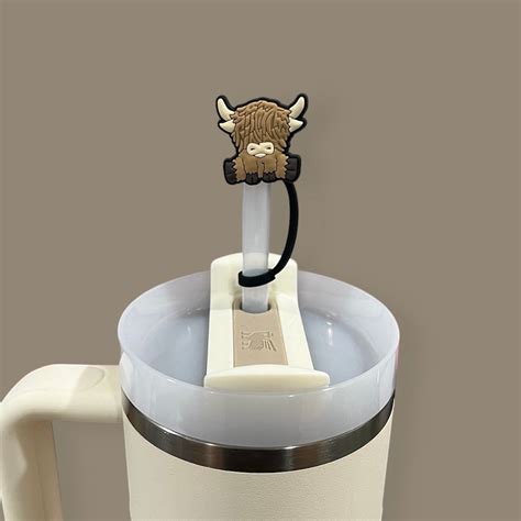 Highland Cow Straw Toppers Farmhouse Stylish Cup Accessories Fits 10mm