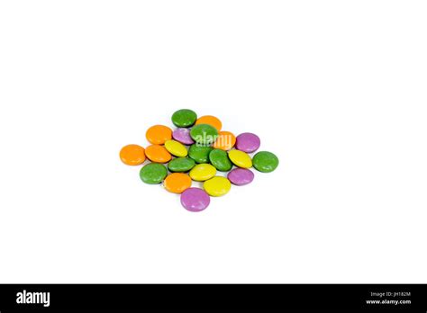 Colorful Gummy Ball Candies On Isolated White Background Stock Photo