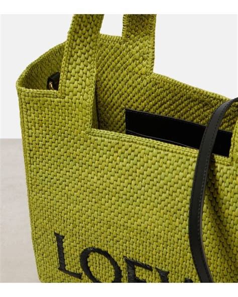 Loewe Paula S Ibiza Font Medium Raffia Tote Bag In Green Lyst Uk