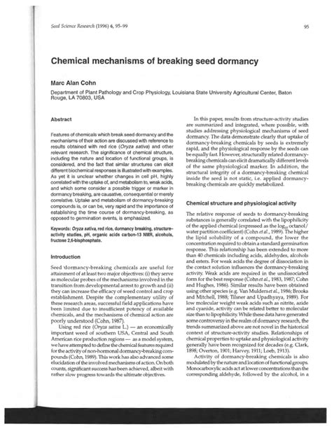 (PDF) Chemical mechanisms of breaking seed dormancy