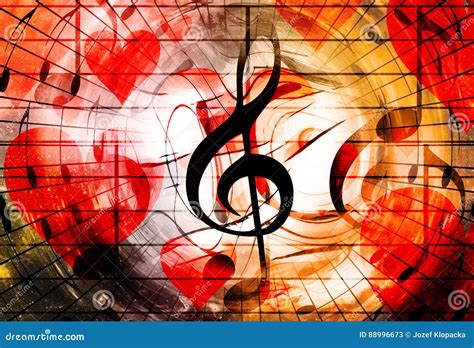 Beautiful Collage With Hearts And Music Notes And Music Clefs