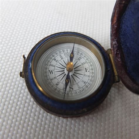 Victorian Pocket Compass With Morocco Leather Case 1860 Compass Library