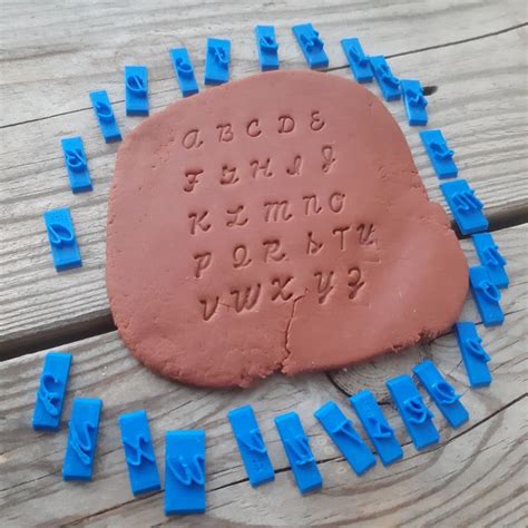 English Alphabet Letters Polymer Clay Pottery Abc Stamps Set Etsy