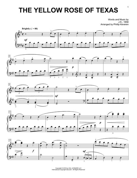 The Yellow Rose Of Texas Classical Version Arr Phillip Keveren By