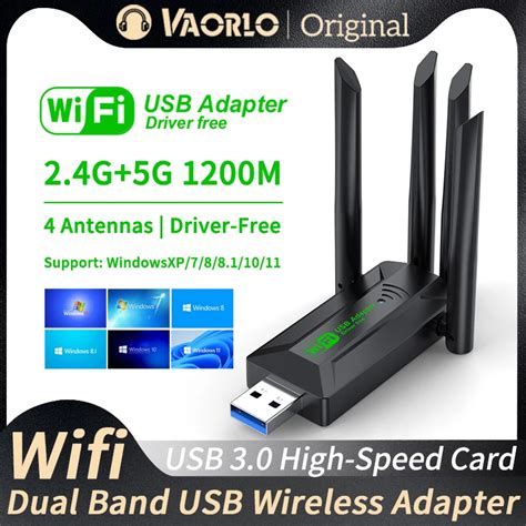 Adaptador USB WiFi De 1200Mbps Banda Dual 2 4G 5Ghz Dongle Wi Fi 4