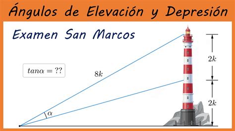 EXAMEN SAN MARCOS 3 PROBLEMAS ÁNGULOS DE ELEVACIÓN Y DEPRESIÓN