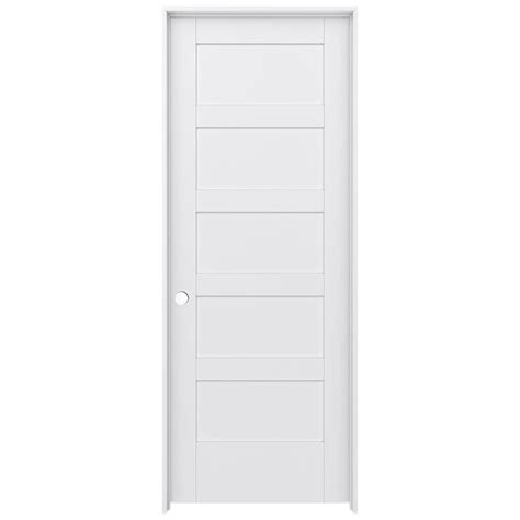 Jeld Wen Moda 1044w 36 In X 80 In Primed 4 Panel Square Frosted Glass Solid Core Primed Mdf Left