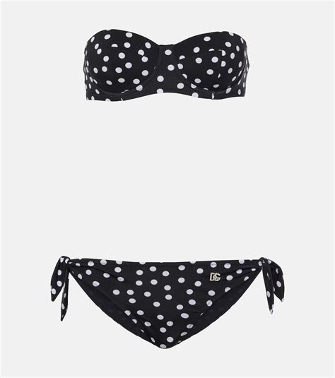 Polka Dot Bikini In Black Dolce Gabbana Mytheresa