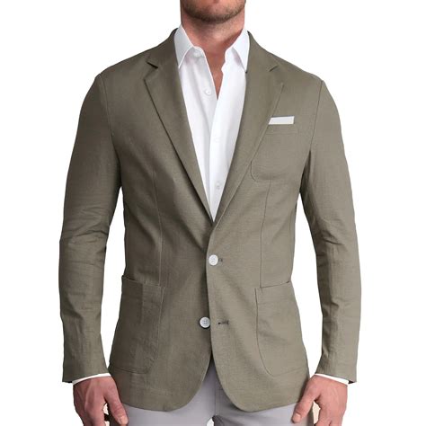 Unstructured Linen Blazer Dark Olive