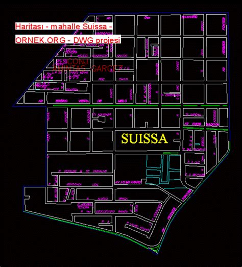 Haritası mahalle Suissa dwg projesi Autocad Projeler