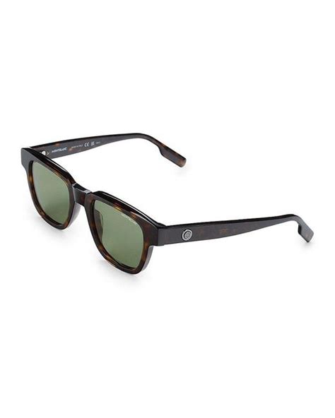 Montblanc 50mm Square Sunglasses In Green For Men Lyst