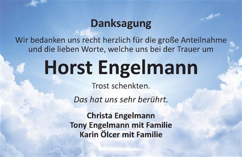 Traueranzeigen Von Horst Engelmann Trauer Nn De