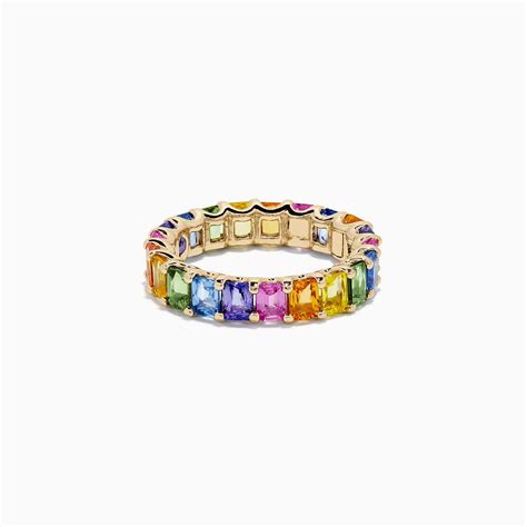 Effy Watercolors 14k Yellow Gold Multi Sapphire Eternity Band