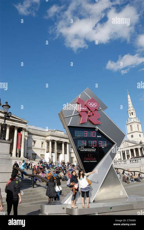 Olympic Games London Countdown Clock In Trafalgar Square Stock