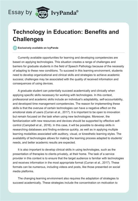 Technology in Education: Benefits and Challenges - 634 Words | Essay ...