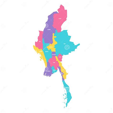 Myanmar Political Map Of Administrative Divisions Stock Vector