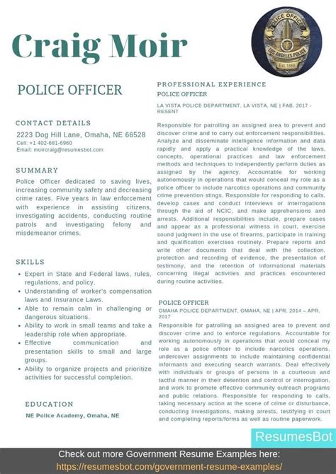 Police Officer Resume Samples And Templates Pdfdoc 2021 Police