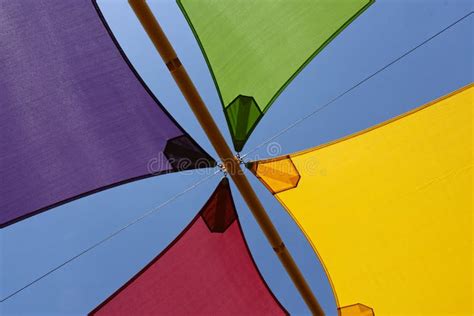 Colourful shade sails stock photo. Image of design, backdrop - 66277832