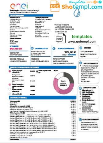 Italy Enel Energia Utility Bill Template In Word And Pdf Format