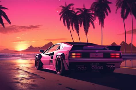 Premium AI Image | retro sunset illustration