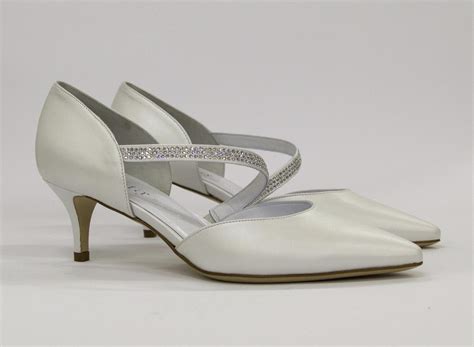 Scarpa Donna Elegante Da Sposa E Cerimonia In Pelle Con Tacco Basso E