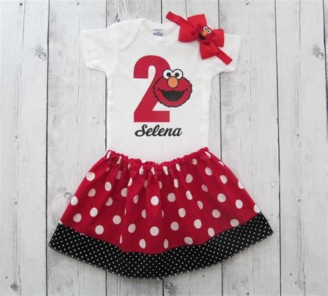 Elmo Second Birthday Outfit Elmo red polka dot skirt Elmo