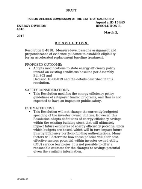 1 R E S O L U T I O N Resolution E 4818 Measure Level Docs Cpuc