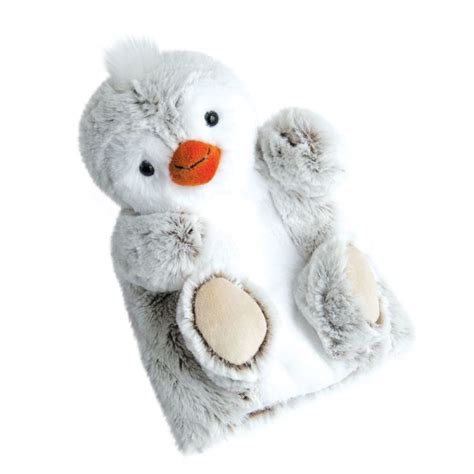 Histoire D Ours Douce Marionnette Pingouin Blanc Gris 25 Cm