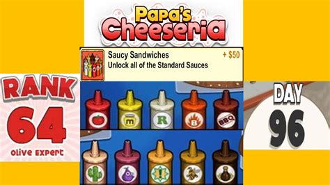 Papa S Cheeseria RANK 64 All Standard Sauses Unlocked YouTube